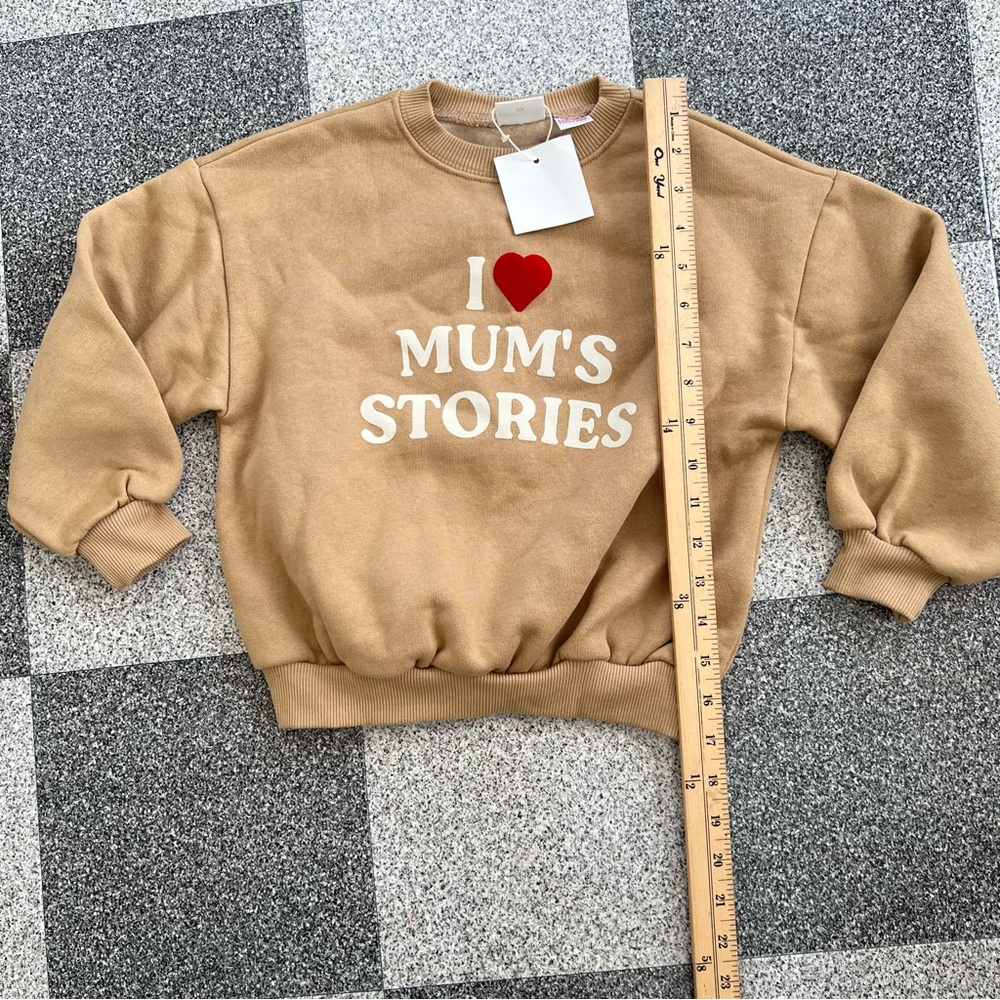 Zara Kid Sweatshirt "I Love Mum's Stories" - Size 5T - Picture 4 of 8